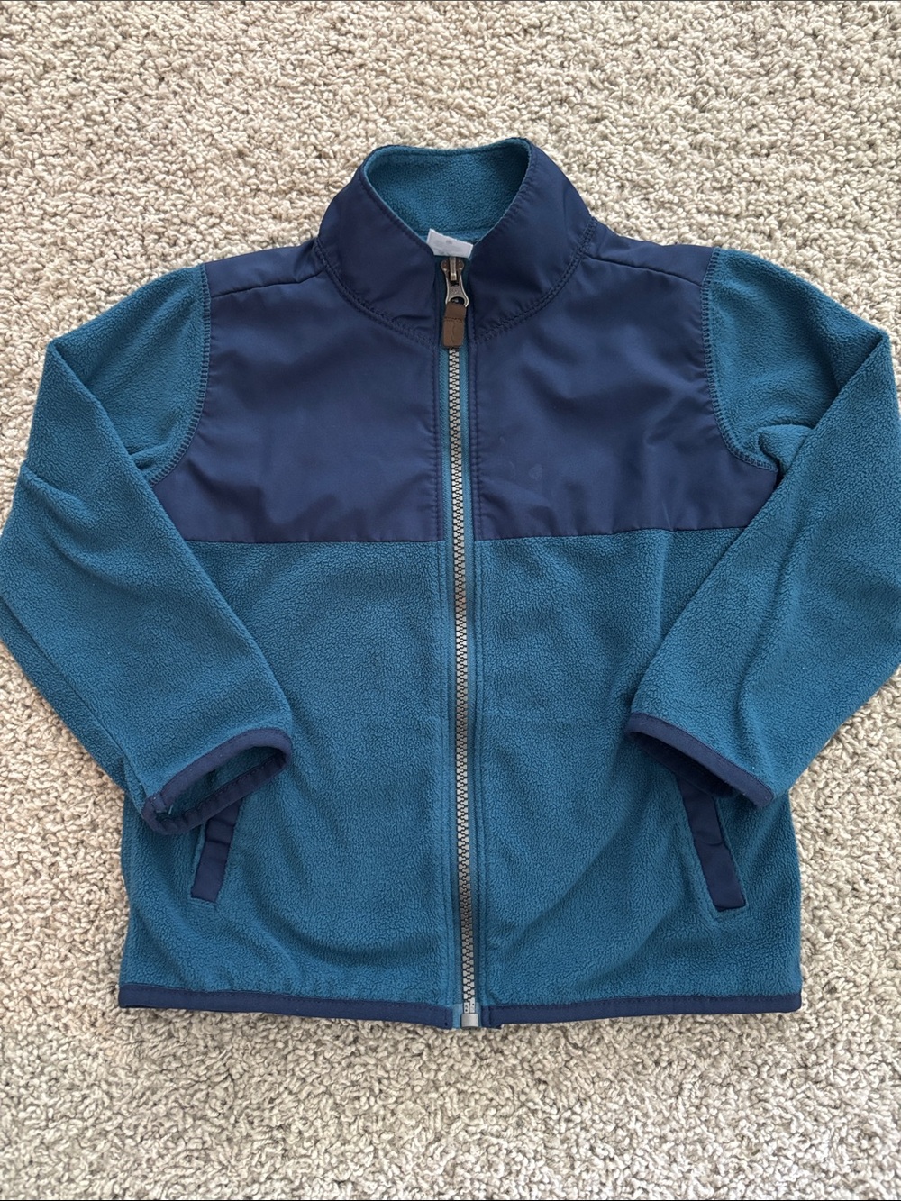 Kids Teal & Navy Zip Fleece Jacket